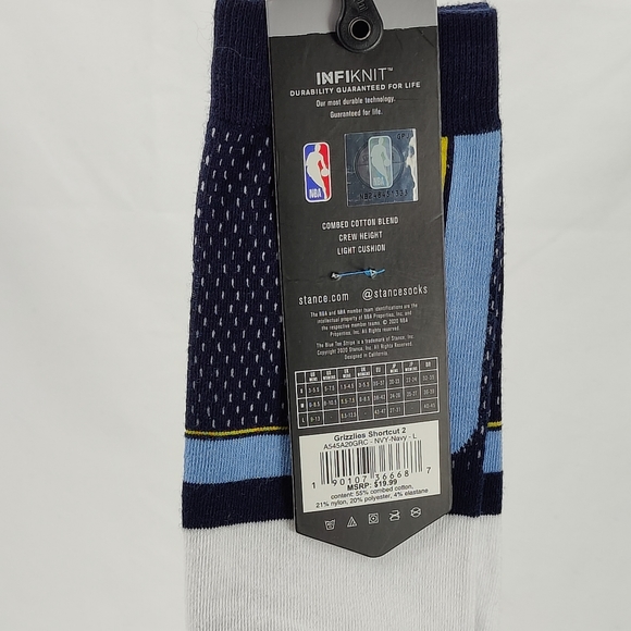 NWT Stance x NBA Memphis GRIZZLIES SHORTCUT 2 Crew Socks Size L 9-13 - Picture 8 of 12